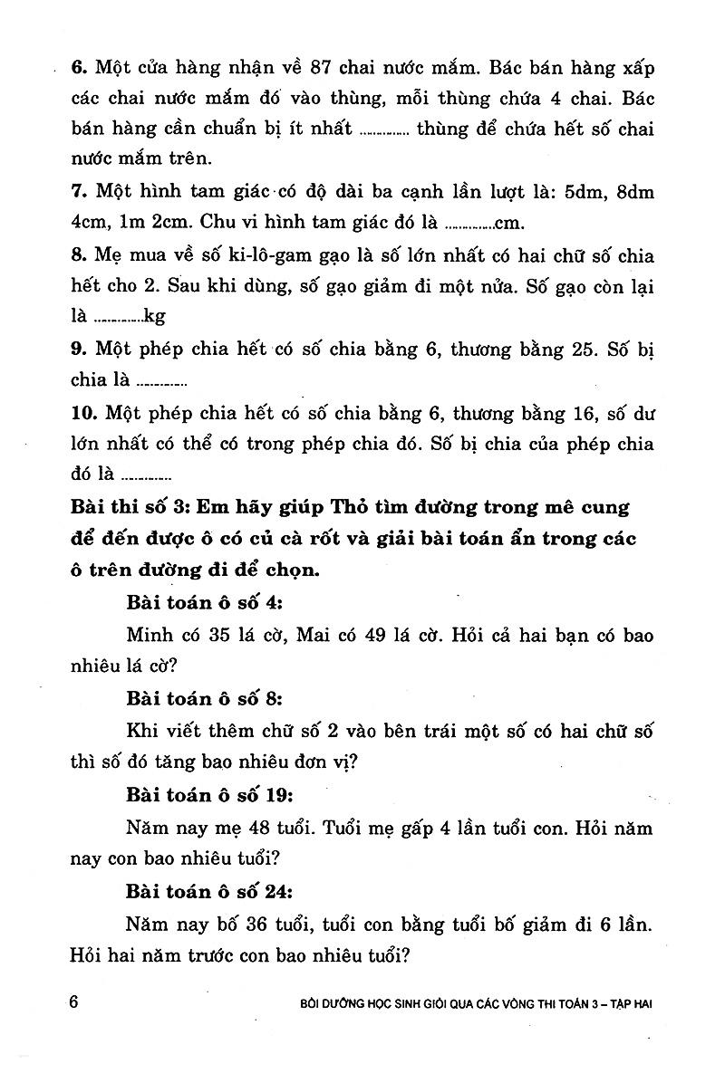 Sách Bồi Dưỡng Học Sinh Giỏi Qua Các Vòng Thi Toán Lớp 3 (Tập 2)