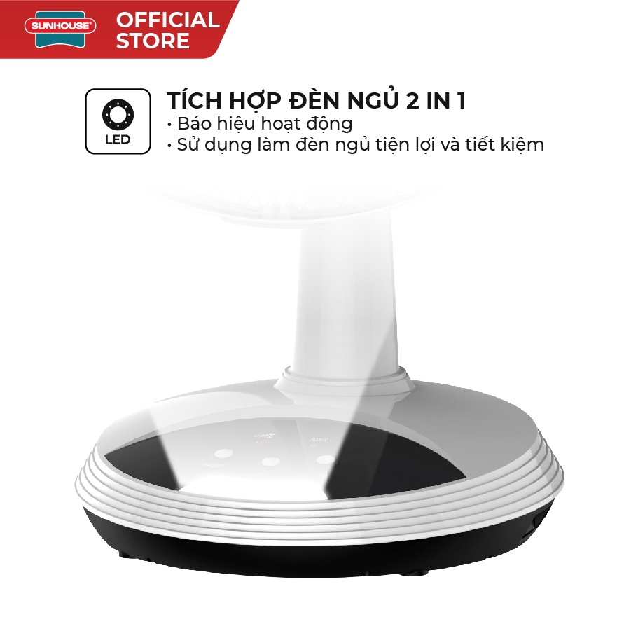 Quạt sạc tích điện SUNHOUSE SHD7223 kiêm đèn ngủ, công suất 24W pin lên đến 16 giờ - Hàng chính hãng