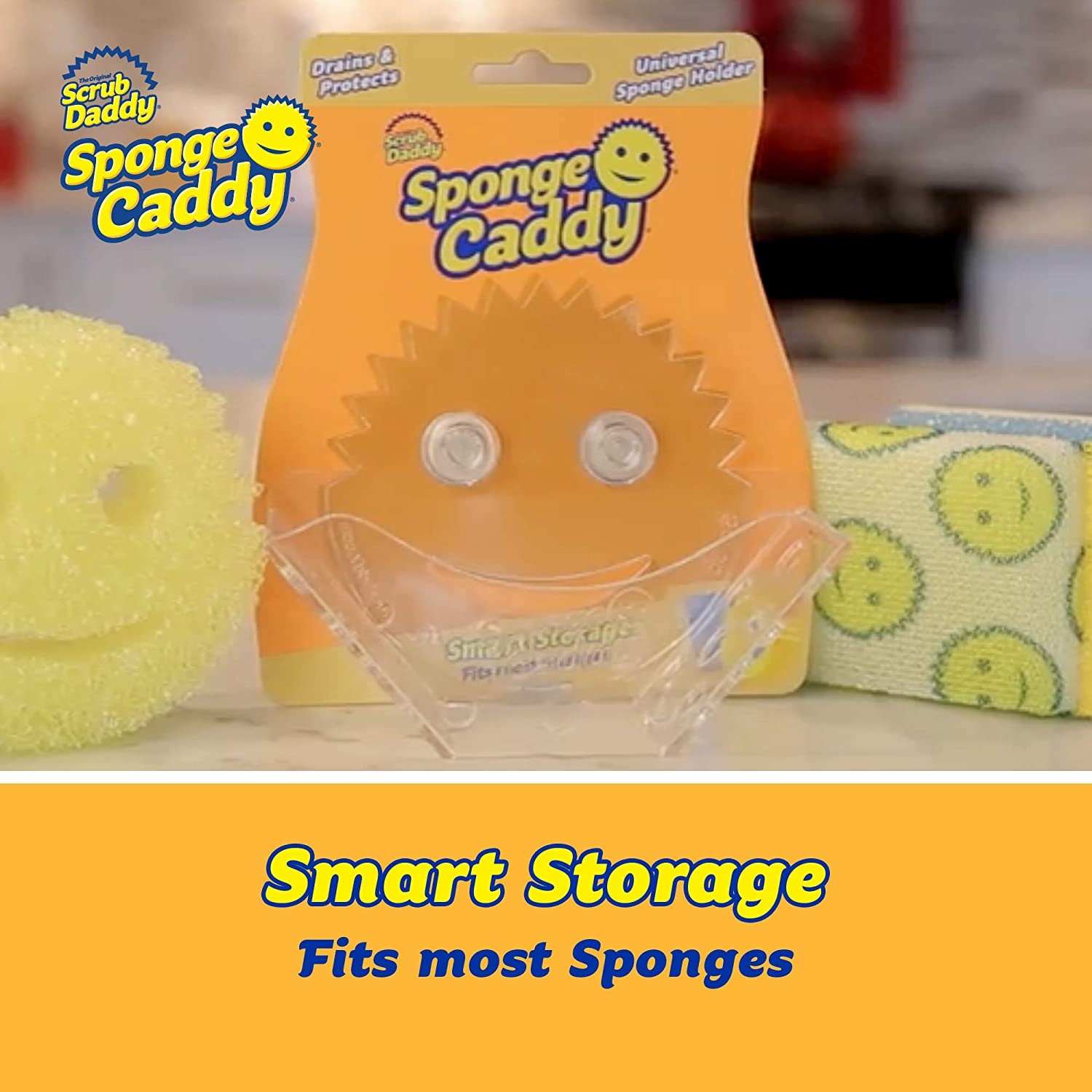 Giá đỡ miếng rửa chén Scrub Daddy Sponge Caddy 1 cái của Mỹ phù hợp mọi loại miếng rửa chén, bọt biển rửa chén