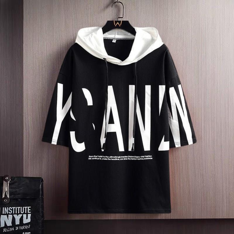Áo Hoodie Nam Thun Cotton Mùa Hè Tay Lỡ In Chữ Dáng Rộng Phong Cách Hàn Quốc Thời Trang Zenkonu TOP NAM 259V2