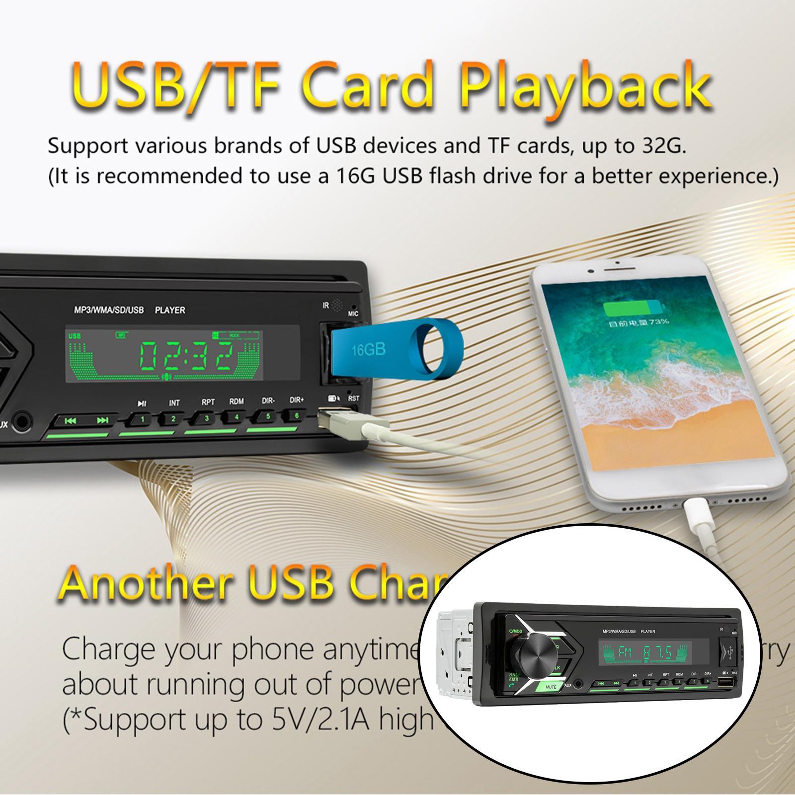 12V Audio Bluetooth Car Stereo Media Receiver Support /FM AUX Input