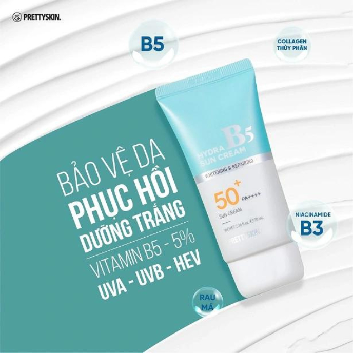 Kem chống nắng Pretty Skin phục hồi dưỡng trắng Hydra B5 Sun Cream SPF 50+/PA+++ 70ML