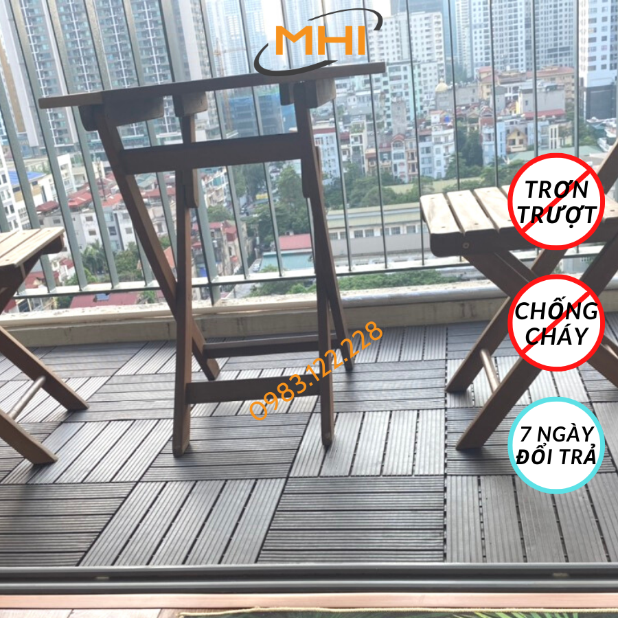 Thảm lát sàn uPVC cao cấp MHI-ECO, Tấm nhựa trải sàn trang trí ban công / sân vườn / sân thượng; lót sàn chống trơn trượt nhà tắm / bể bơi - Hàng Việt Nam chất lượng cao