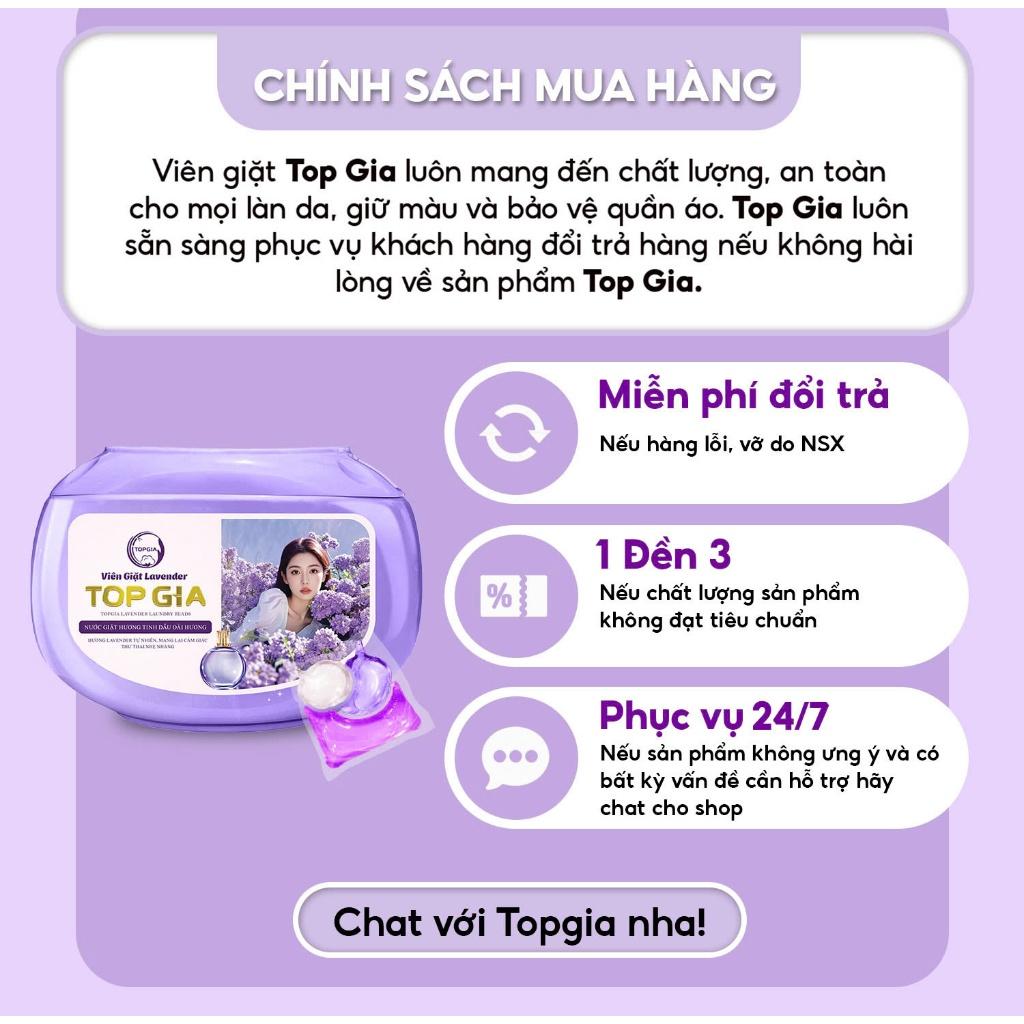 Viên giặt xả quần áo thơm lâu TopGia 3in1, hương hoa hồng và lavender,  giặt sạch, tiết kiệm - Hương lavender