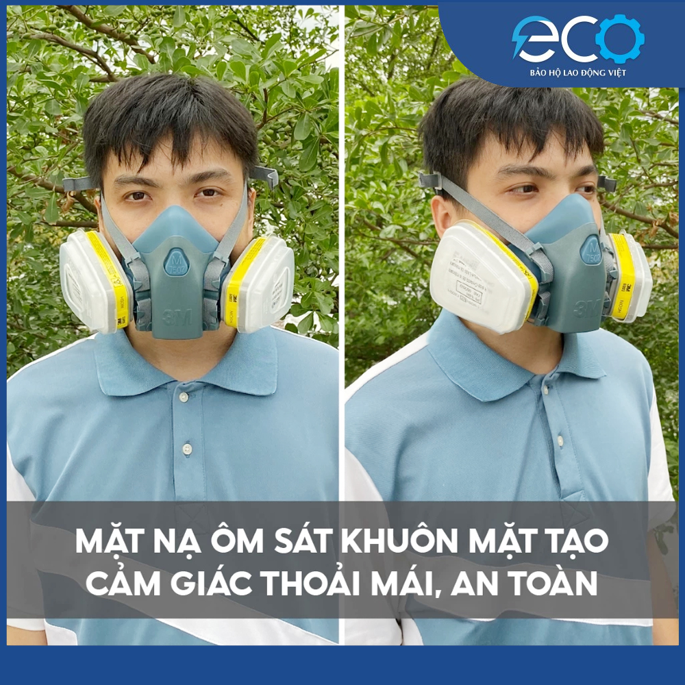 Combo (7 món) mặt nạ phòng độc 3M 7501, 7502 kết hợp phin lọc 3M 6003, tấm lọc bụi 5N11 cùng nắp giữ 501  lọc hơi độc Hơi hữu cơ vô cơ Phun sơn Phun xịt thuốc sâu Mặt nạ chính hãng