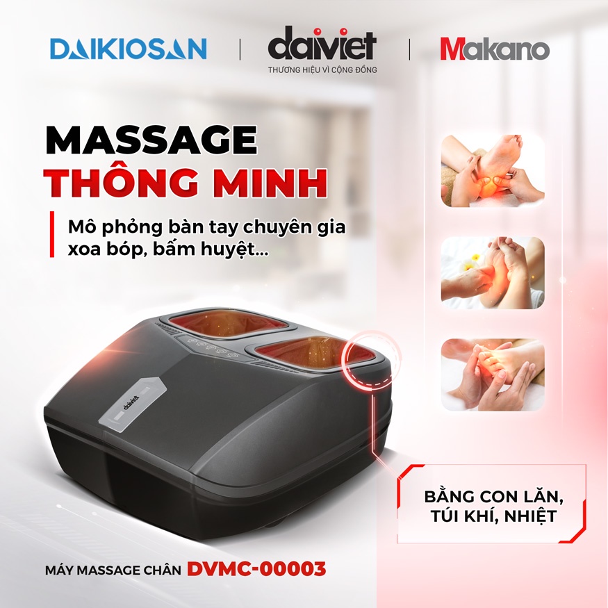 Máy Massage Chân, Bấm Huyệt Bàn Chân Tăng Lưu Thông Khí Huyết, Con Lăn 360 Độ Cao Cấp DAIVIET DVMC-00003 [HỎA TỐC 2H]