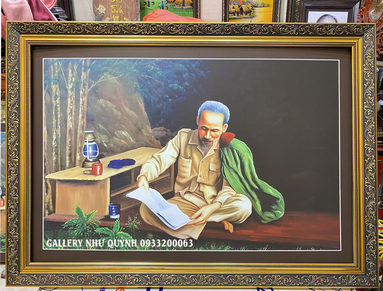 Tranh in dầu, Bác Hồ trên rừng Pác Pó -IN033
