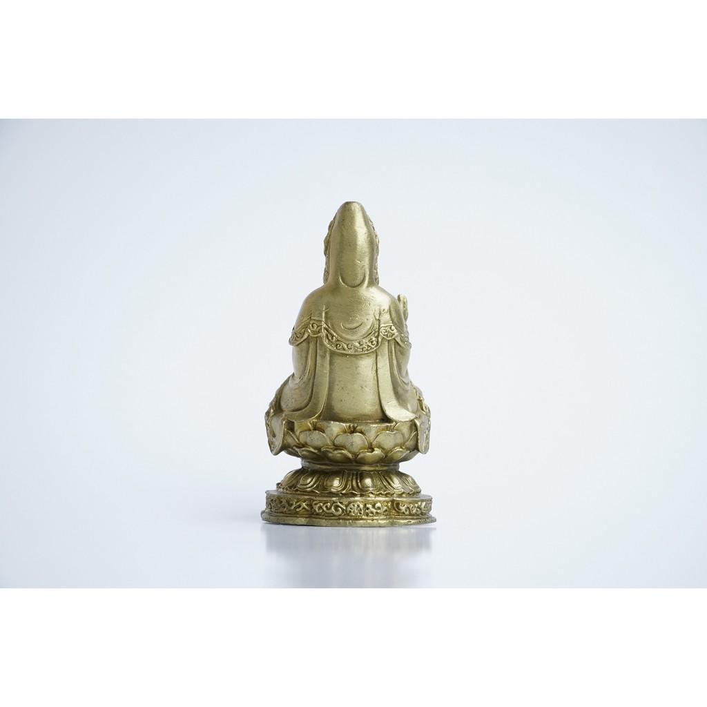 Tượng Phật Quán Thế Âm Bồ Tát bằng đồng ngồi - Cao 10cm