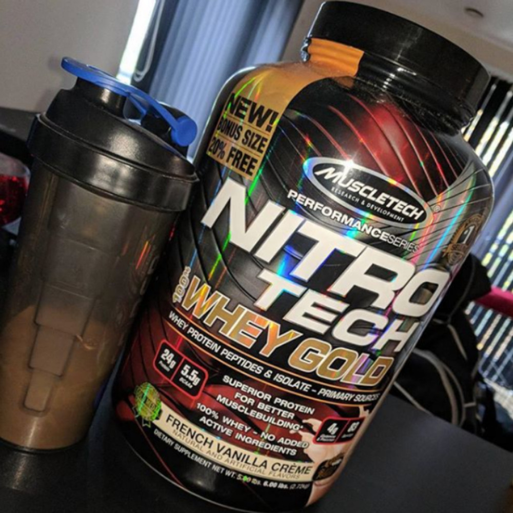 Sữa tăng cơ Nitrotech Whey Gold Muscletech 5.5lbs (5.5kg) 76 lần dùng, Tăng cơ và phục hồi cơ nhanh chóng