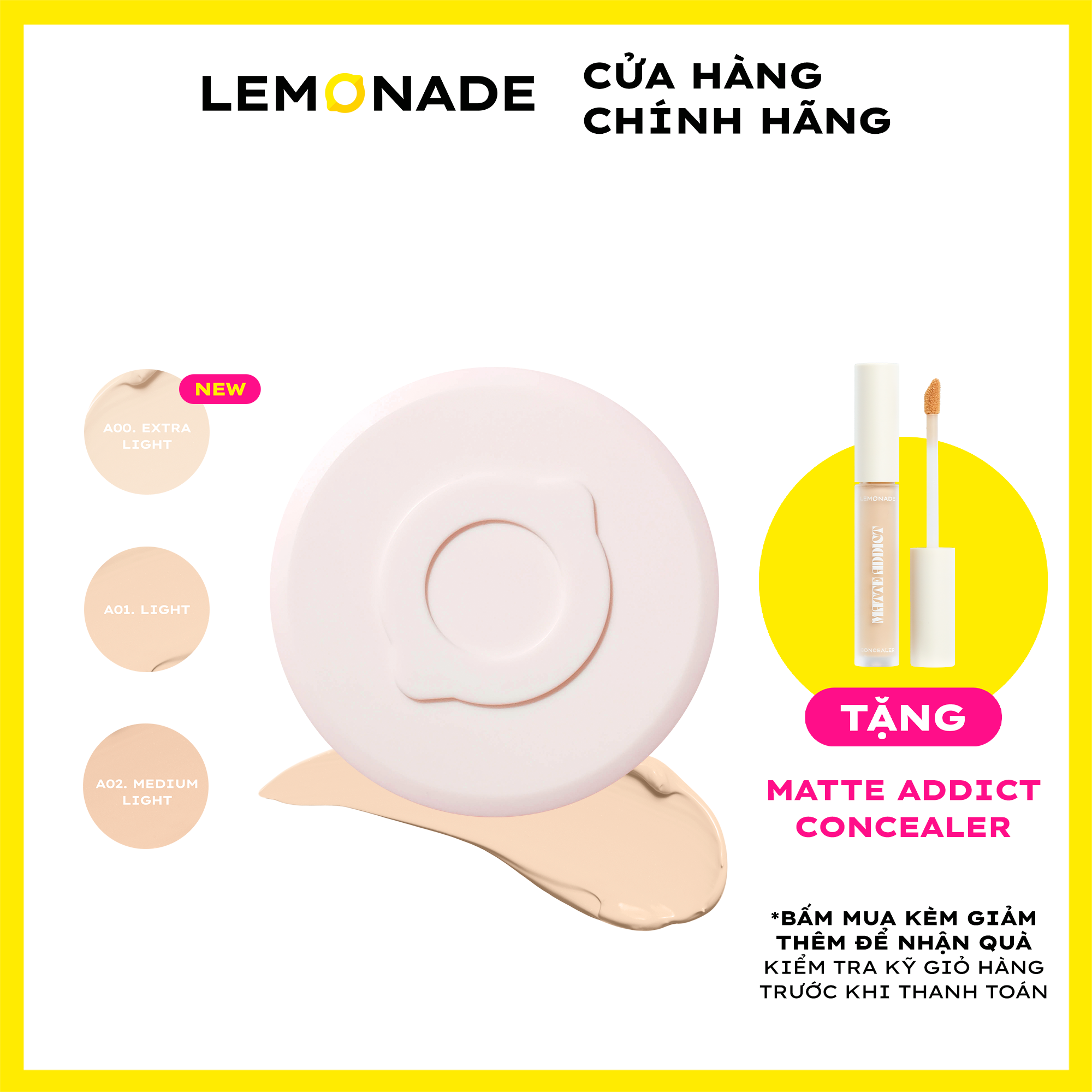 Phấn nước siêu kiềm dầu Lemonade Supermatte Cushion 15g – 01.LIGHT