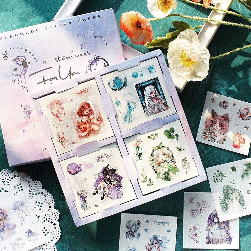 Sticker Vintage Thần Nữ Xinh Trang Trí Sổ Bắt Mắt Stickers Làm Đẹp Góc Học Tập Bàn Học Vở Phong Cách Cổ Trang