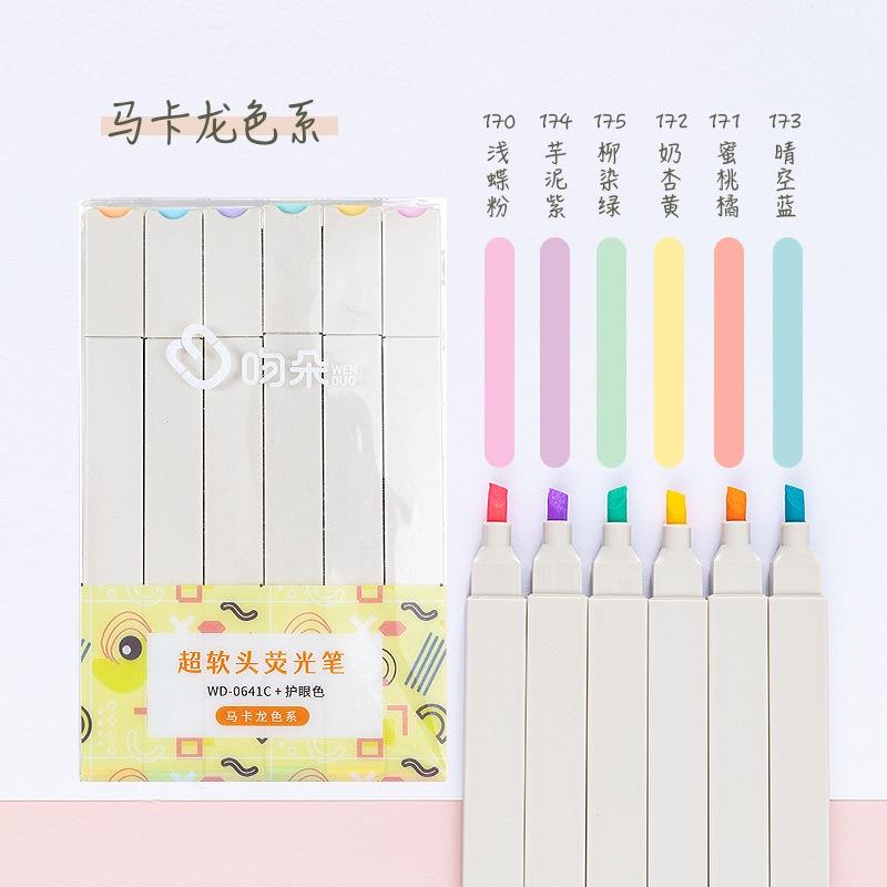 Set 6 bút vuông highlight đánh dấu pastel trang trí sổ tay học tập