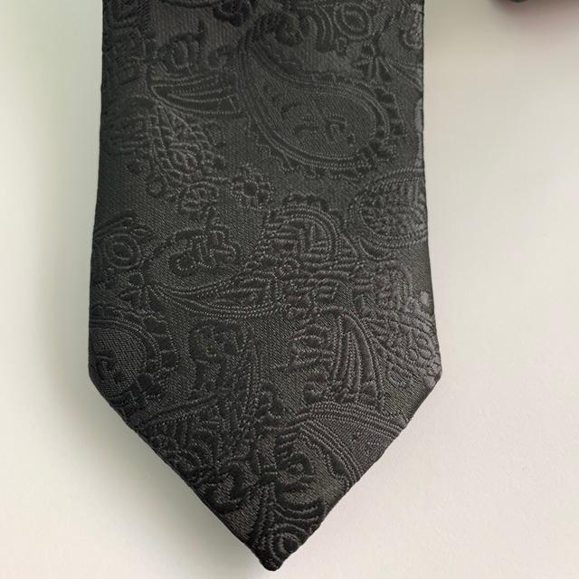 Cà vạt nam bản 6cm chất liệu gấm cao cấp Cavat nam đen hoa văn