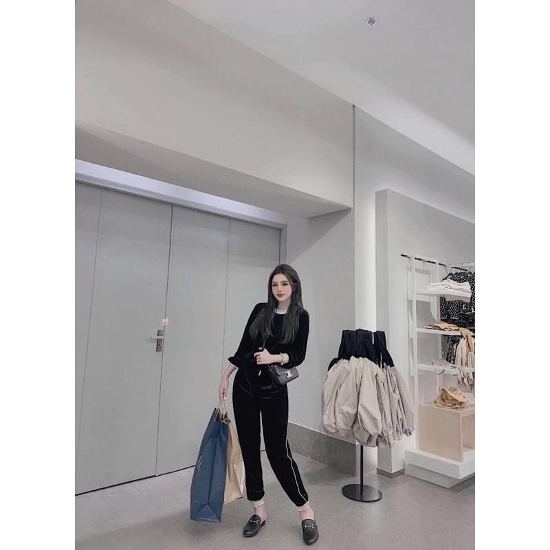 Set Bộ Nhung Bèo Chun, Bộ Nhung Dài Tay Có Ảnh Thật Kèm Video