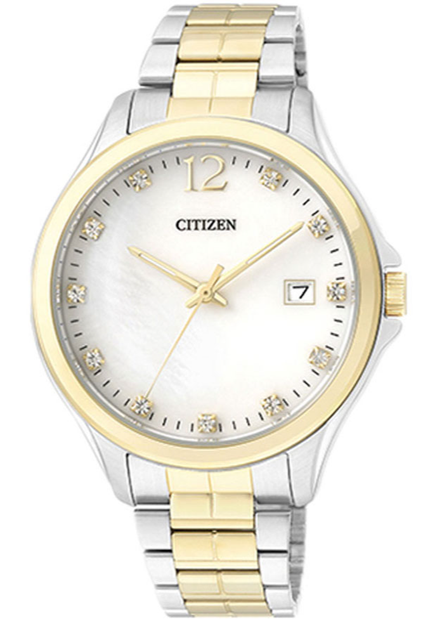 Đồng Hồ Nữ Citizen Đính Đá Swarovski Dây Thép Không Gỉ EV0054-54D - Mặt Xà Cừ