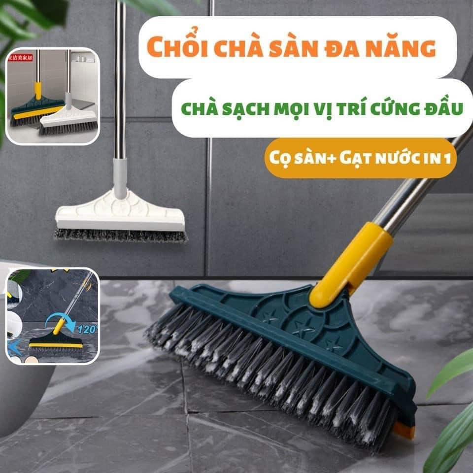 Cây Chổi Chà Sàn , Quét Nước Kiêm Cây Lau Kính Thông Minh Thiết Kế Đầu Gạt Nước Và Đầu Chổi Xoay 120 Độ Dọn Sạch Mọi Góc