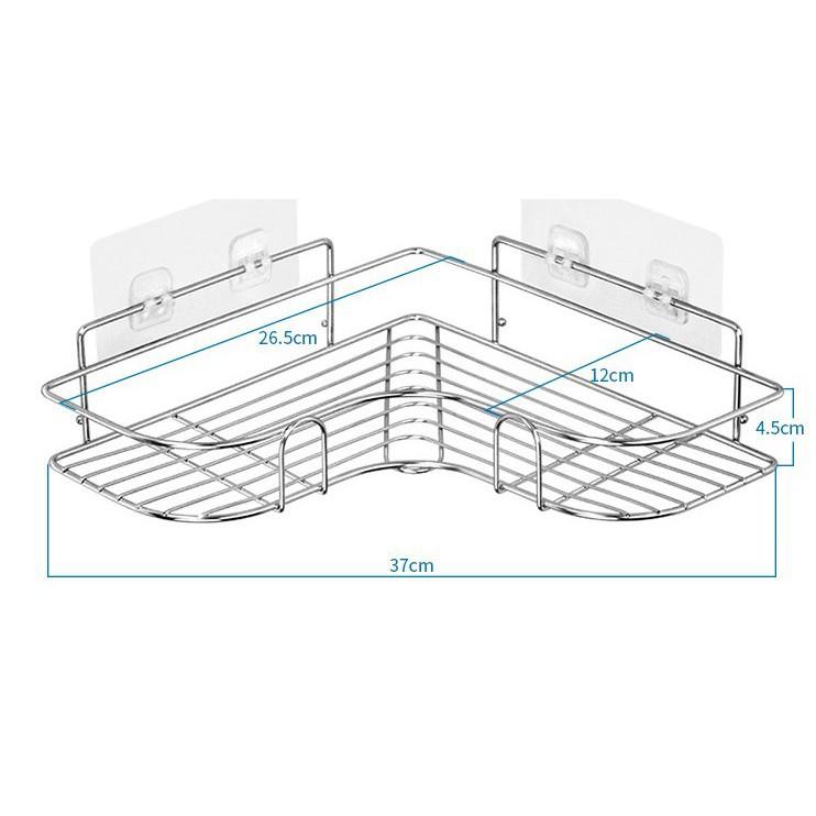 Kệ Góc Dán Tường INOX 304 siêu chắc, giá treo đồ nhà tắm, nhà bếp đa năng