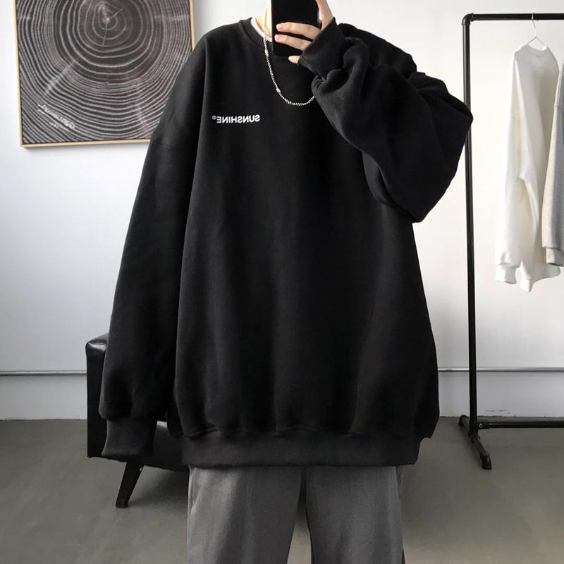 Áo Sweater Đen Cổ Tròn Dáng Rộng Thời Trang Xuân Thu Cho Nam