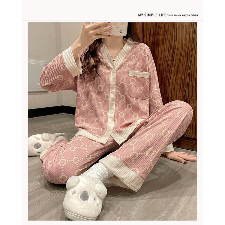 Bộ pyjama bầu mặc nhà thanh lịch BD205