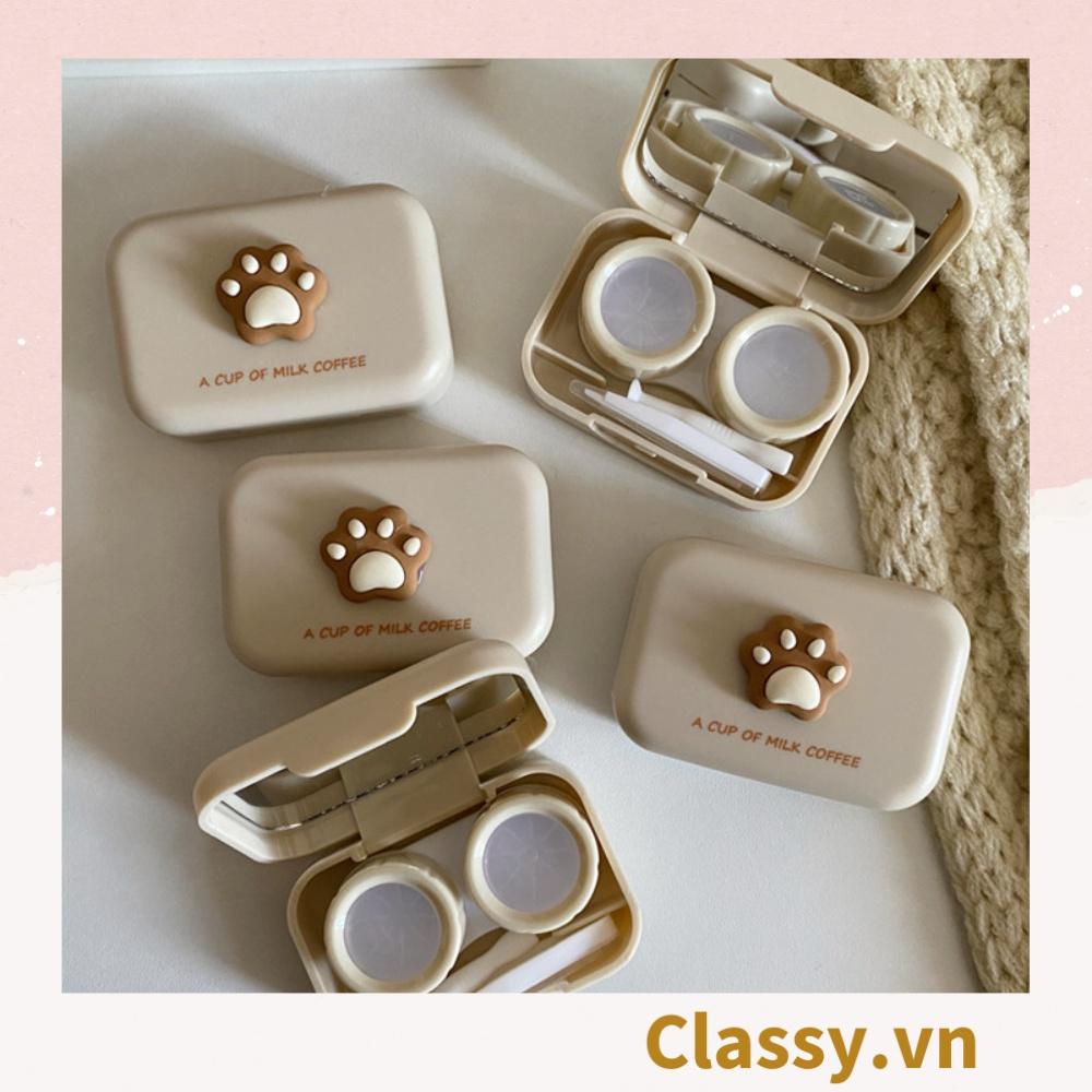 Hộp đựng kính áp tròng Classy chân chó, 1 khay đựng lens, có gương soi PK1301