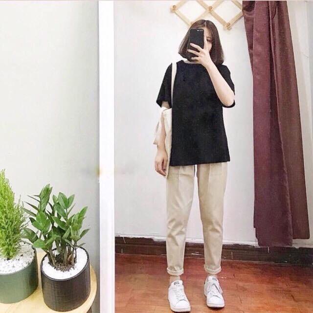 quần kaki baggy basic pants chất liệu dày dặn ( kèm hình thật