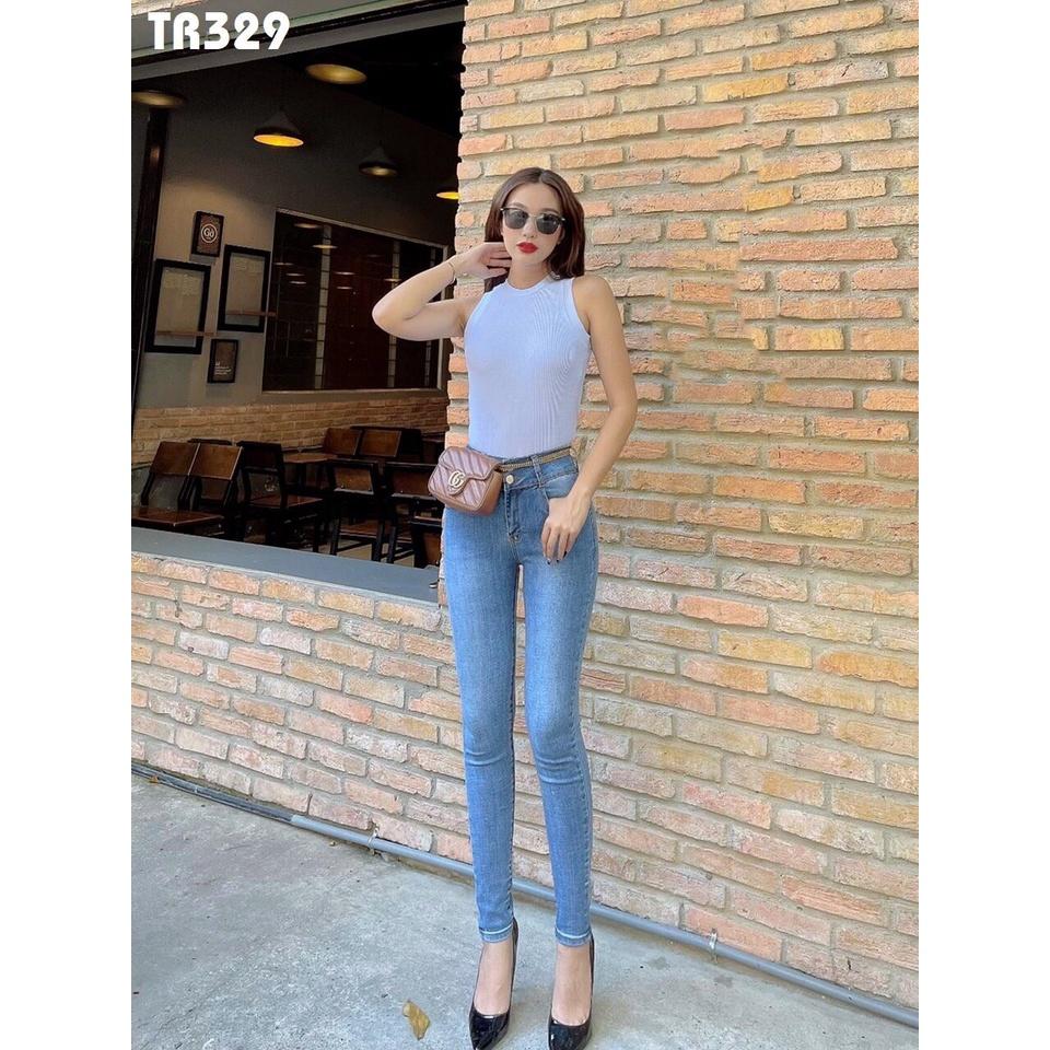 Quần Jeans Nữ Lưng Cao Co giãn thời Trang