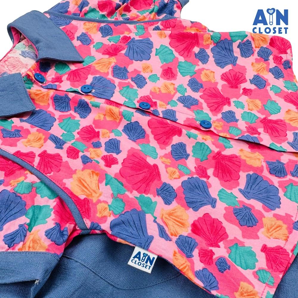 Bộ quần áo lửng bé gái họa tiết Sò Điệp quần xanh cotton - AICDBGX0XWNG - AIN Closet