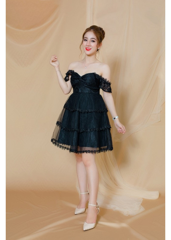 Đầm xòe 2 dây 3 tầng thiết kế sang chảnh