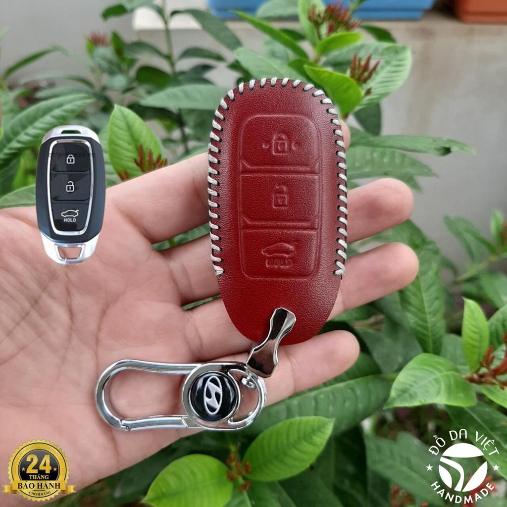 Bao Da Chìa Khóa HYUNDAI 3 nút , Santafe 19-20, Accent 18-20, Kona Da bò thật bảo hành 2 năm