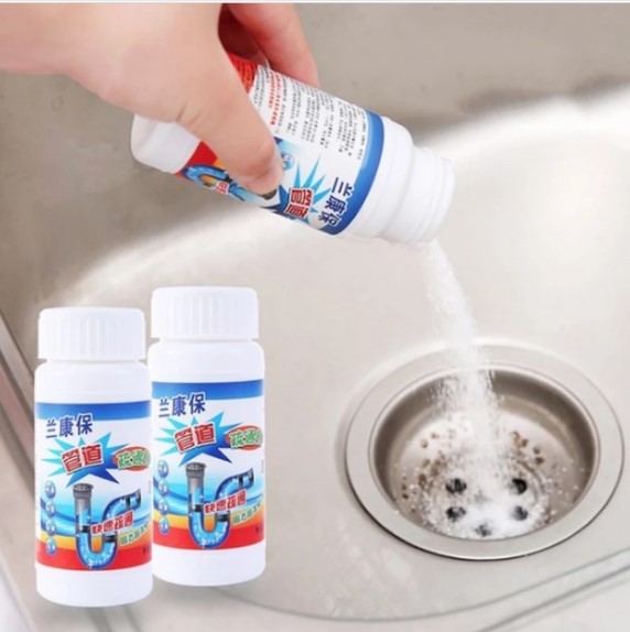 Bột thông tắc cống, bột khử khuẩn cho đường ống nhà vệ sinh, nhà tắm, bồn rửa SIÊU TỐC tiện lợi 110G