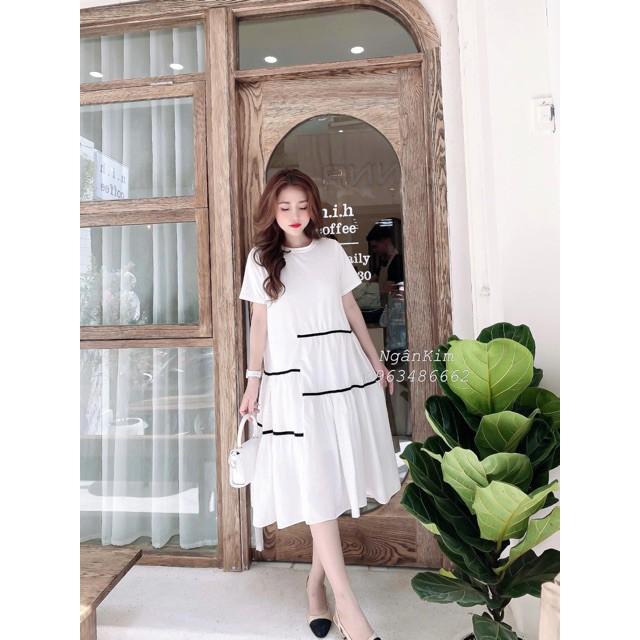 Váy bầu cao cấp chất cotton pha vonthiết kế sang chảnh mặc đi làm đi chơi đều đượcFree size 43~68kg