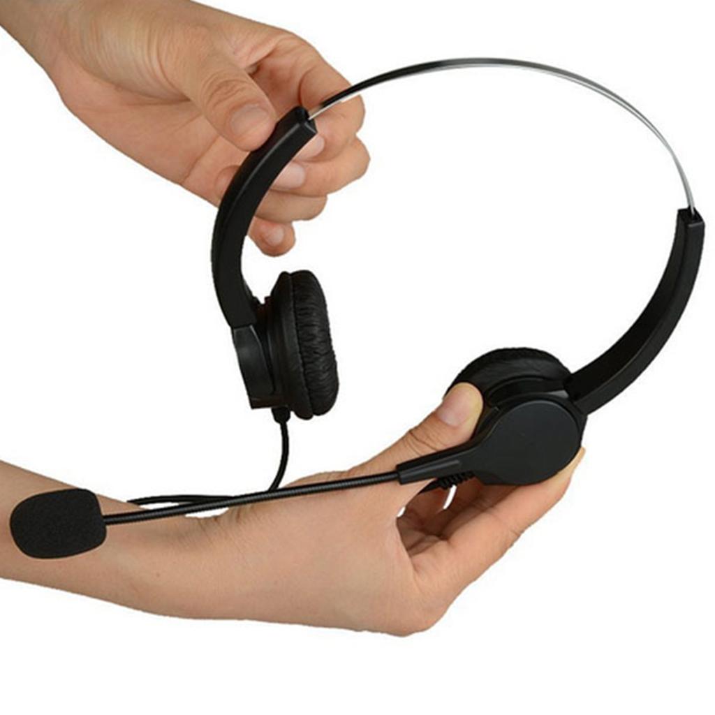Handsfree Call Center Noise Canceling Binaural Headset RJ9 with Microphone