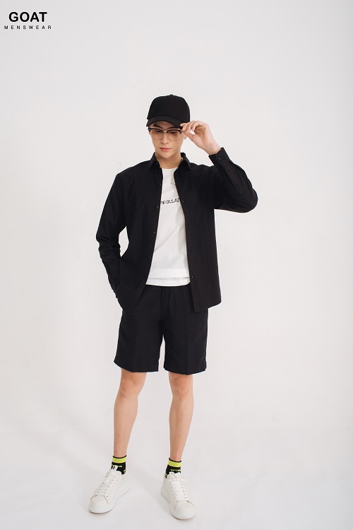 Áo Sơ Mi Đen Dài Tay Nam GOAT MENSWEAR