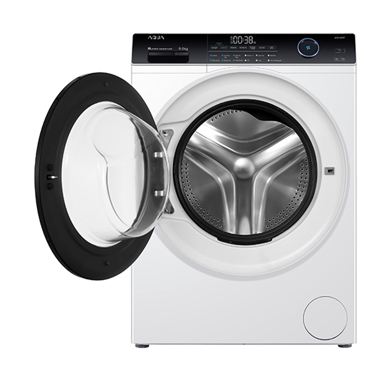 Máy giặt cửa trước Aqua 9KG AQD-A900F.W - Hàng chính hãng bảo hành động cơ 10 năm -  Miễn phí giao hàng toàn quốc - Hỗ trợ lắp đặt