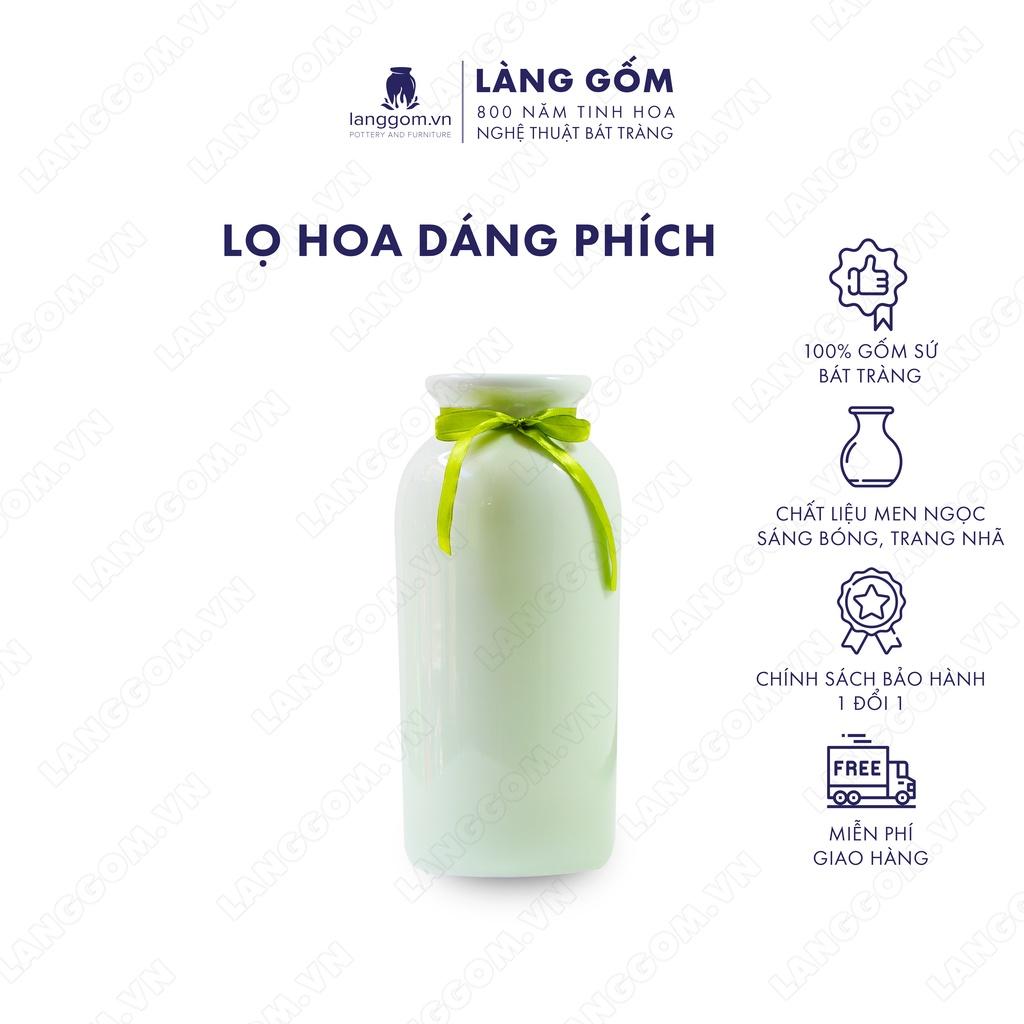 Bình hoa, lọ hoa Gốm sứ Bát Tràng cao cấp Men ngọc phích dùng làm quà tặng, trang trí - Làng Gốm Bát Tràng