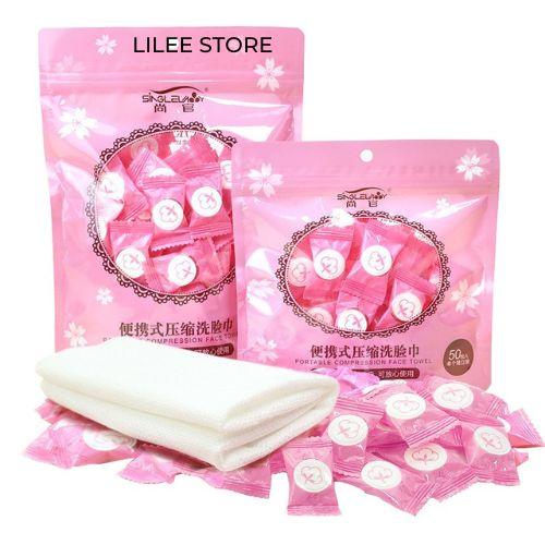 Khăn nén dùng 1 lần, khăn nén du lịch dạng chiếc kẹo dễ thương tiện lợi, dễ sử dụng
