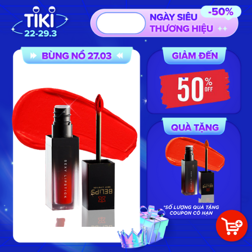 Son Kem Lì Mỏng Nhẹ Mềm Môi Belips Sexy Lipstick  100% thiên nhiên không chì, an toàn cho cả mẹ bầu