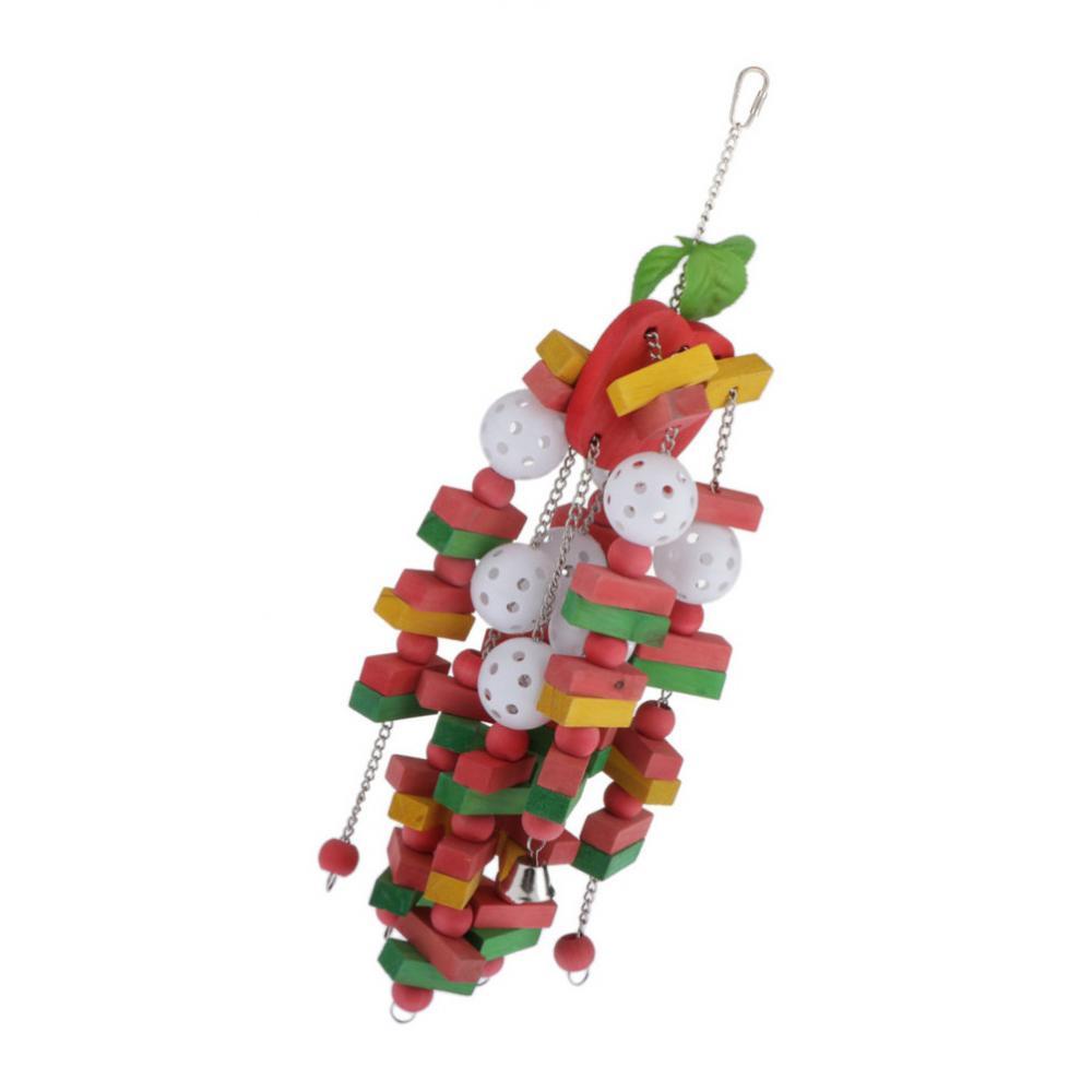 Bird Toys Cage Hanging Accessories Wooden Blocks Toys for Small Parrot Birds