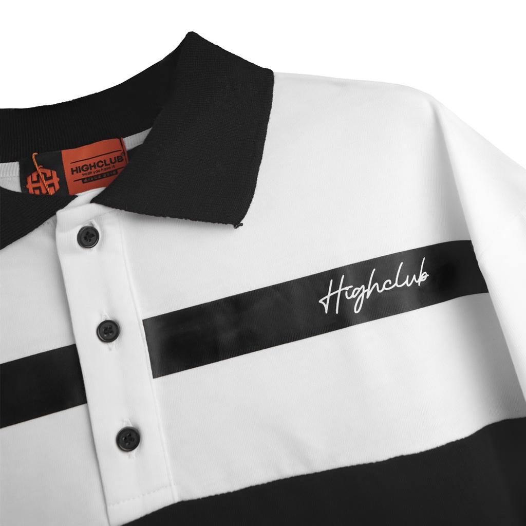 Áo POLO GOTHIC Tay Lỡ Unisex Nam/Nữ Màu Đen Phối Trắng Cổ Bẻ - HIGHCLUB