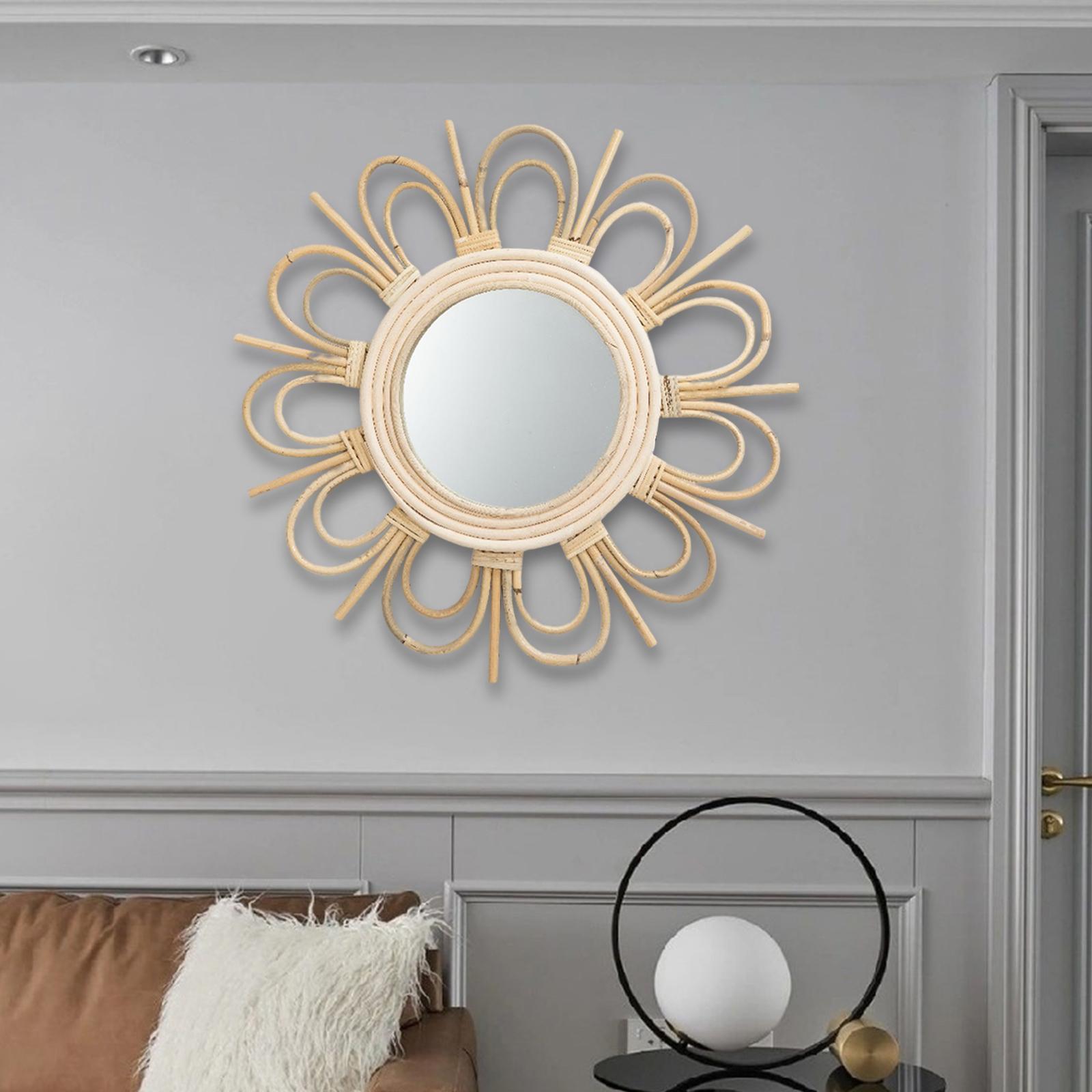 Handmade Rattan Decorative Wall Mirror Photography  Mirror for Entryway Apartment