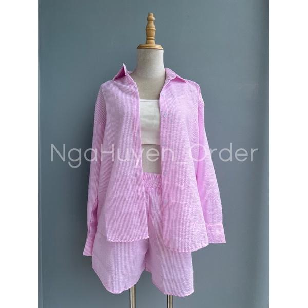 Nguyên set SƠMI XỐP màu pastel dài tay năng động thời trang mua hè 2022