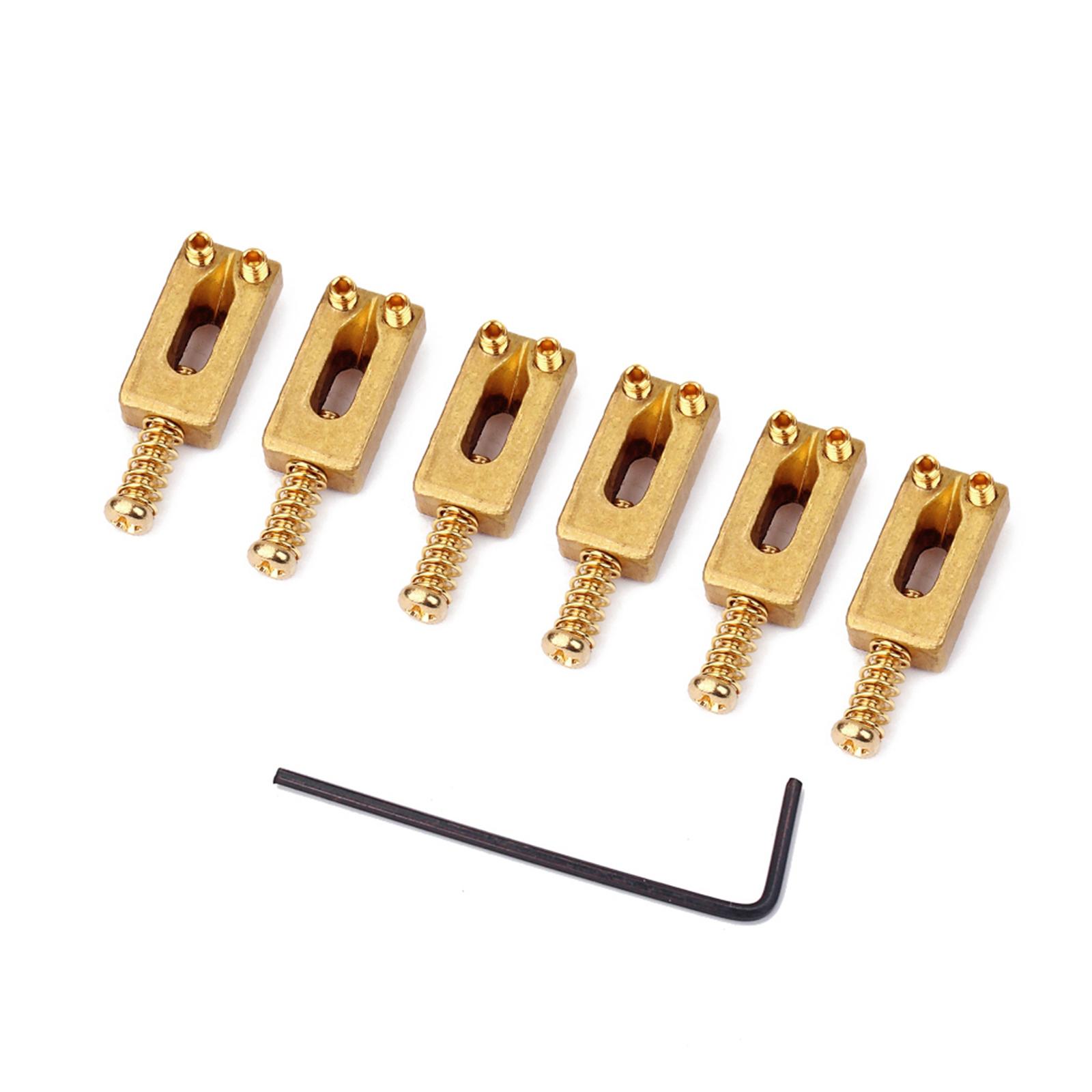 6pc/set Brass Gold Guitar Bridge Saddles fit for ST Electric Stringed Guitar Replacement