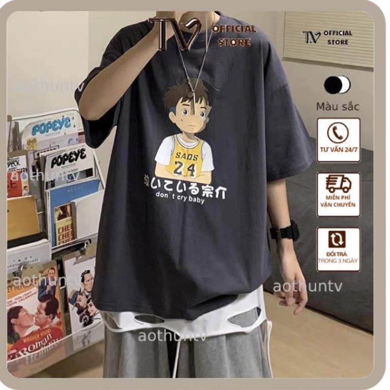 Áo thun tay lỡ nam nữ, áo phông unisex form rộng chất cotton in hình baby
