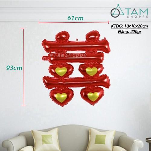 Bong bóng chữ SONG HỶ cỡ lớn 60x90cm