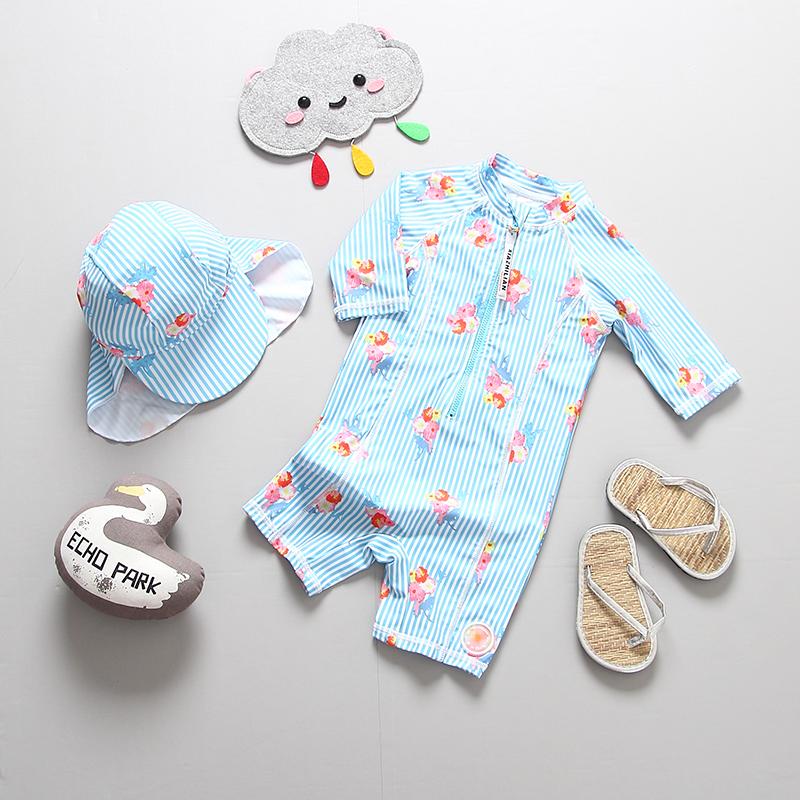 Tắm Quần Áo Em Bé Mặt Trời Bảo Vệ Đồ Bơi Thời Trang Trẻ Em Tay Dài UV Đồ Bơi Trẻ Em Một Mảnh Bơi Tắm Quần Áo