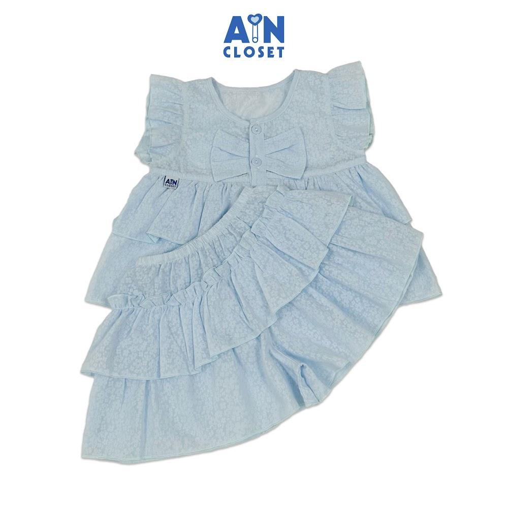 Bộ quần áo Ngắn bé gái hoạ tiết Nơ Xanh Dương Cotton boi - AICDBGXJLPA8 - AIN Closet