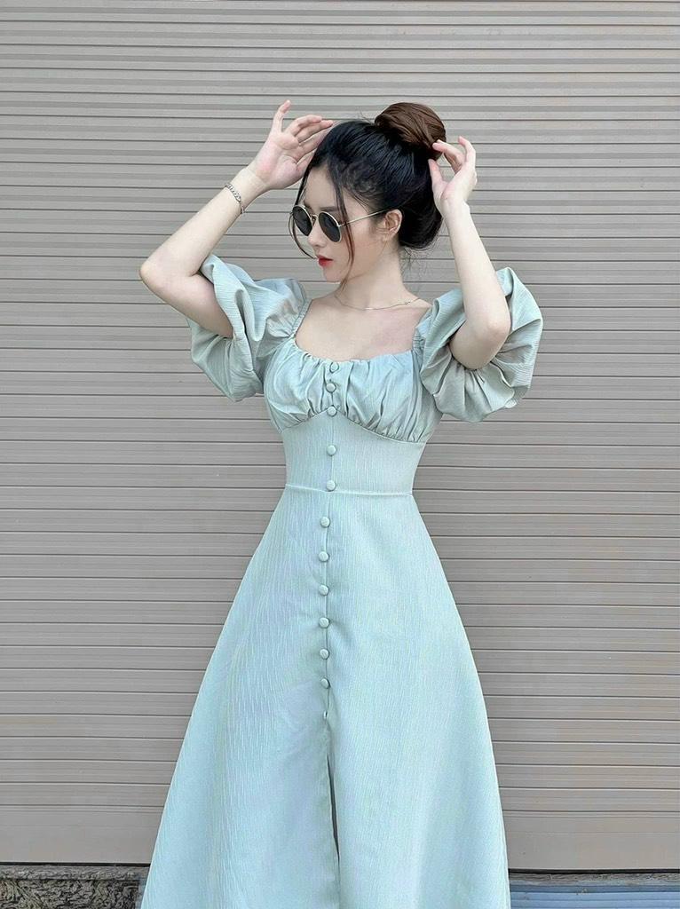 ĐẦM MIDI NÚT BỌC MITY DRES