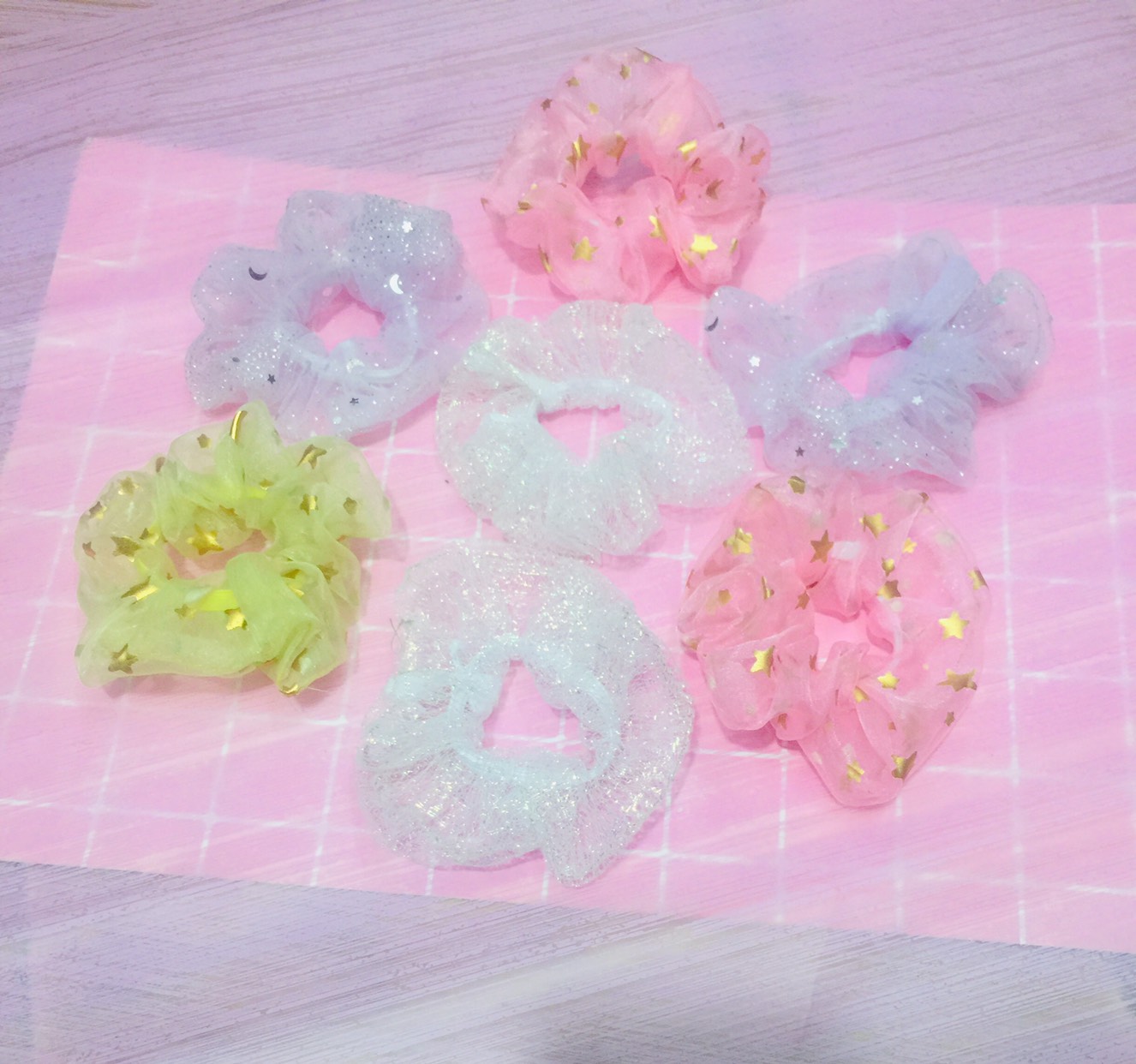 Set 10 dây chun buộc tóc Scrunchies nhiều mẫu tổng hợp giao ngẫu nhiên