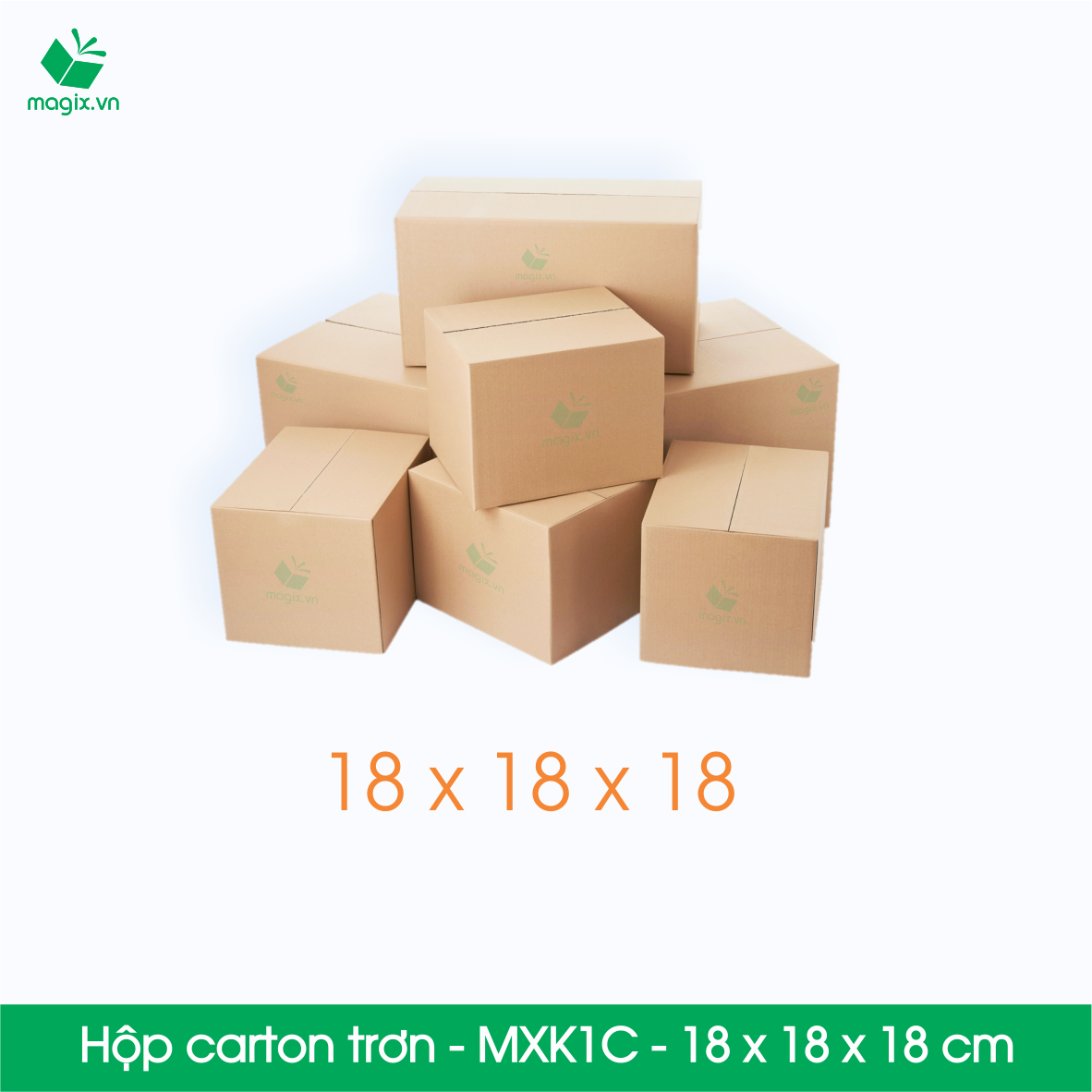 MXK1C - 18x18x18 cm - 100 thùng hộp carton trơn đóng hàng