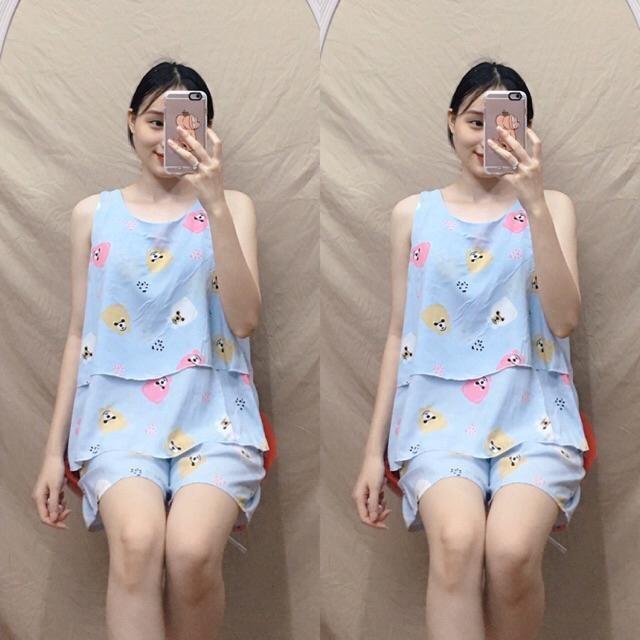 Bộ bầu mặc nhà chất lanh mát sát nách - Bộ Bầu Chất Lanh Lụa Siêu Mát - Tổng kho váy bầu